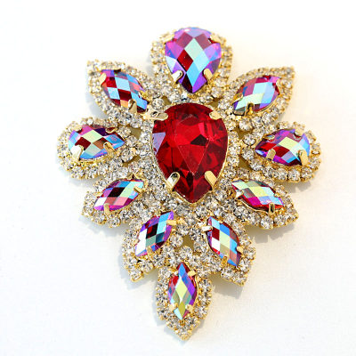 Glass Sew On Rhinestone Brooches For Clothes