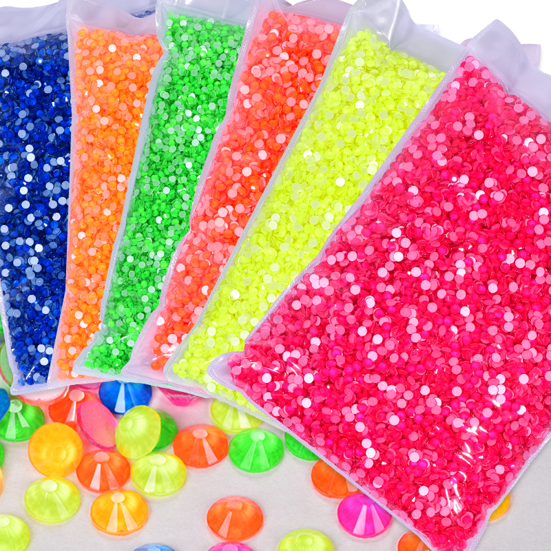 Wholesale Neon Non hotfix Rhinestones in Bulk Package SS6-SS20 Luminous Color Flatback Nail Strass for Bag 