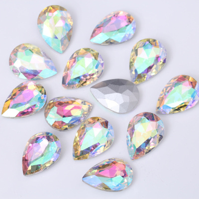 Glass Fancy Pointed Back Teardrop Rhinestones For Dresses