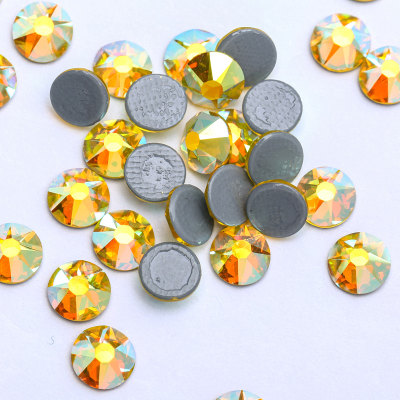 2088 Style 16 Cut Facets Hot Fix Rhinestones Citrine AB 