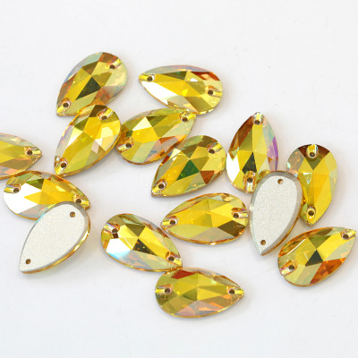 AAAAA Teardrop Sunshine Color Sew On Glass Stone For Garment