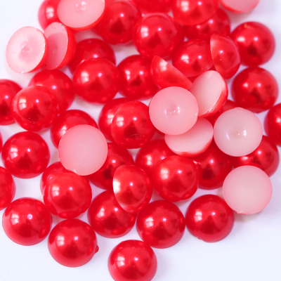 3mm Red Half Round Plastic Pearls