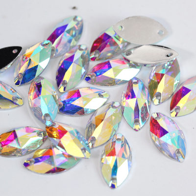 Flat Back Resin Sew On Rhinestone Silver Back