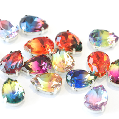 13*18mm Tourmaline Teardrop Sew On Claw Rhinestone